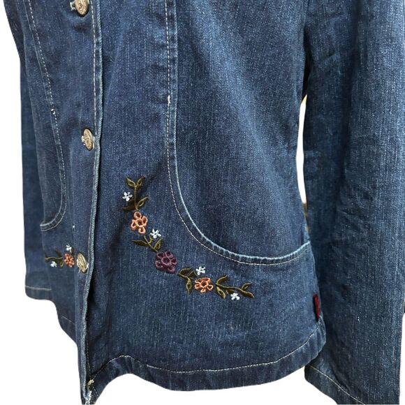 Roxy Jean Jacket with Embroidered Flowers | Vintage |Sz. S | EUC - Picture 2 of 9